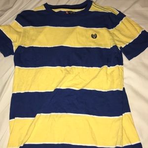 Yellow/blue/white short sleeve shirt
